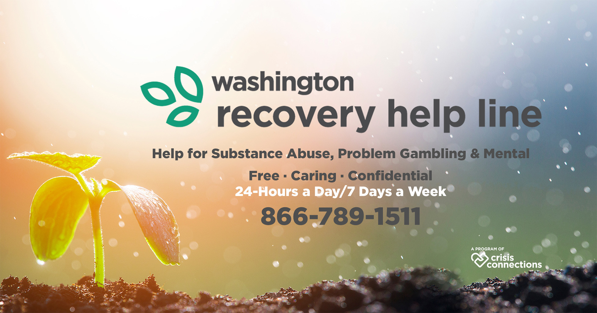 Recovery Help Line logo and image of a plant